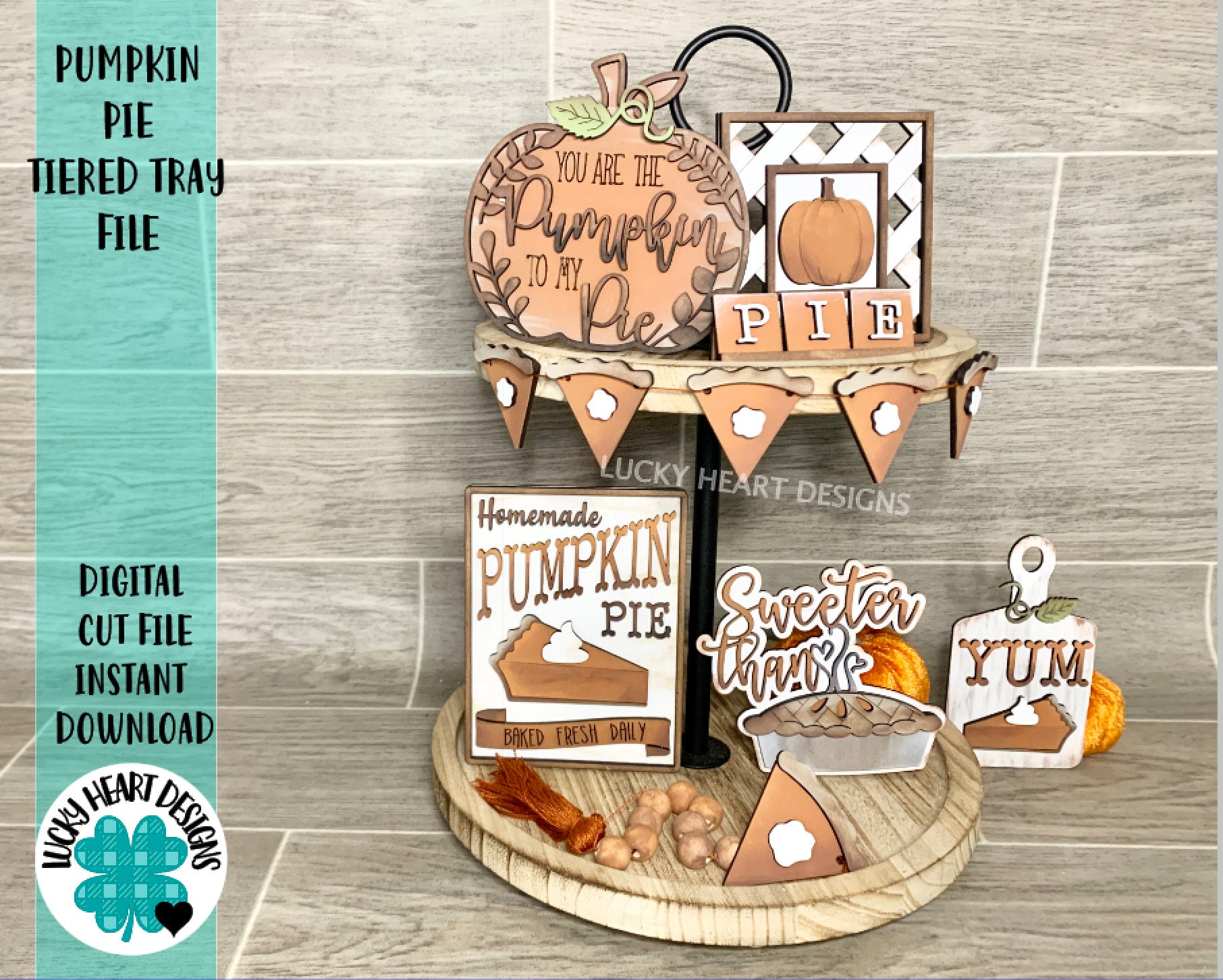 Pumpkin Pie Tiered Tray File SVG, Fall Tier Tray, Thanksgiving Glowfo…