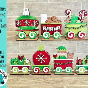 Trem em pé de Natal ADICIONAR Arquivo de carros SVG, Papai Noel, Rudolph, Gingerbread, Glowforge, LuckyHeartDesignsCo