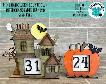 MINI Halloween Countdown Haunted House Interchangeable Leaning Sign File SVG, Pumpkin,  Tiered Tray Glowforge, LuckyHeartDesignsCo base