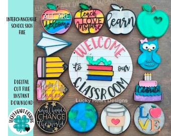 Interchangeable School Sign, SVG FILE glowforge door hanger