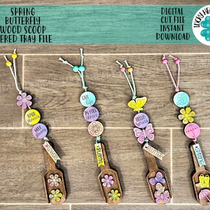 Spring Butterfly Tiered Tray Wood Scoop File SVG, Glowforge, LuckyHeartDesignsCo