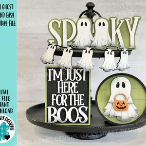Spooky Ghost Quick and Easy Tiered Tray File SVG, Halloween, Pumpkin, Jackolantern, Glowforge Tier Tray, LuckyHeartDesignsCO