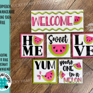 Watermelon Interchangeable Leaning Sign File SVG