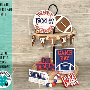 Football Tiered Tray File SVG, Tier Tray Decor, Glowforge, LuckyHeartDesignCo