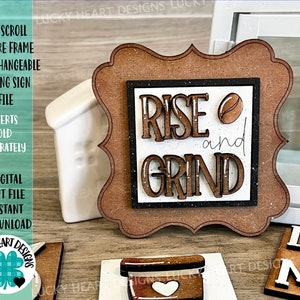 MINI Bilderrahmen austauschbare lehnende Zeichendatei SVG, abgestufte Tablett Glowforge, LuckyHeartDesignsCo Base