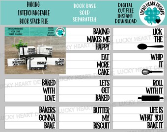 Baking Interchangeable Book Stack File SVG, Glowforge Farmhouse Tiered Tray, LuckyHeartDesignsCo