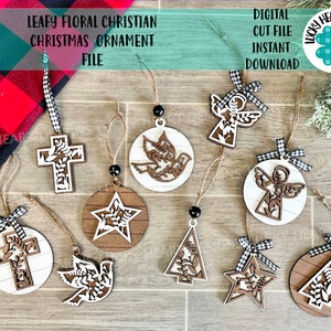 Leafy Floral Christian Christmas Ornament File SVG, Religious, Glowforge, LuckyHeartDesignsCo