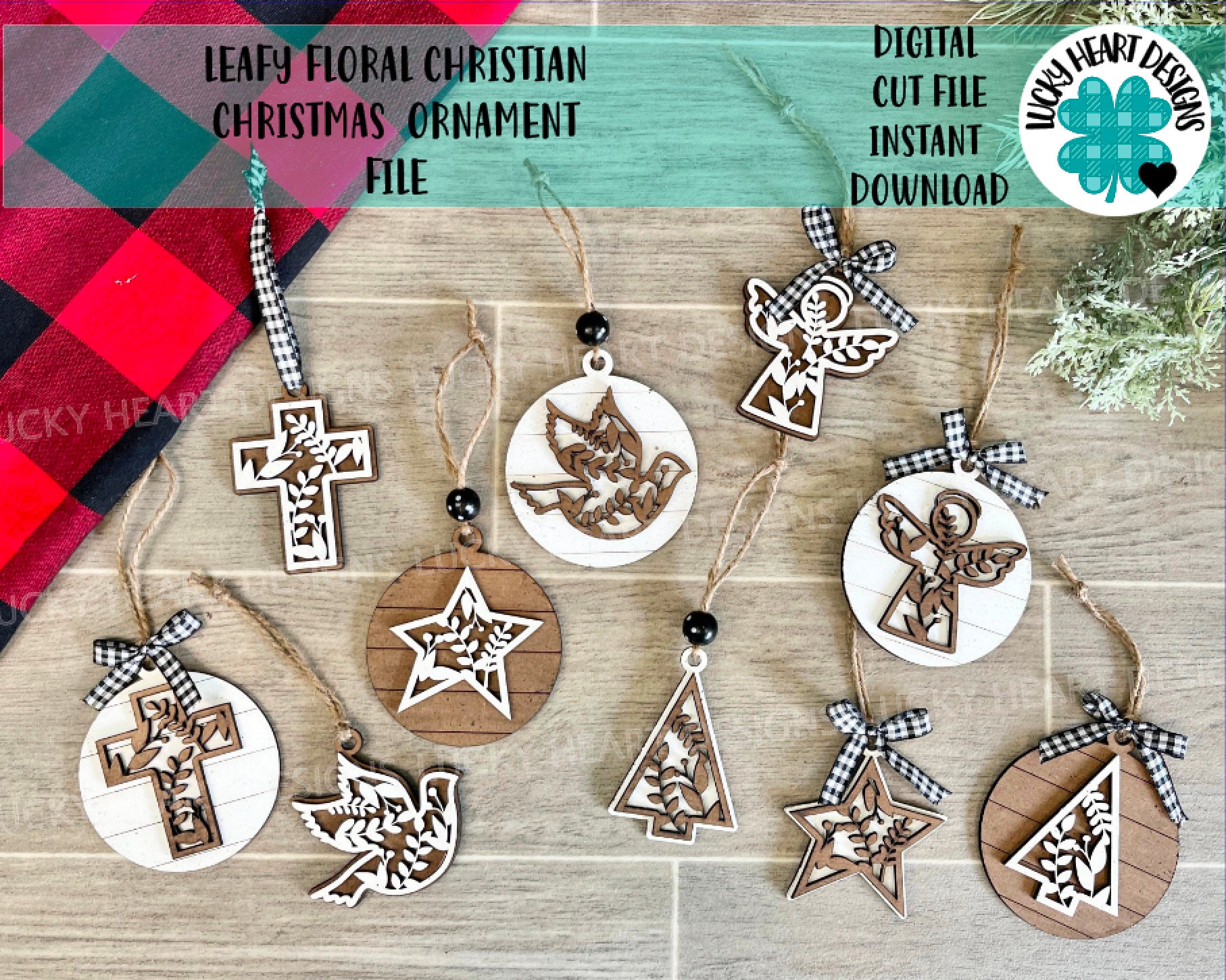 Leafy Floral Christian Christmas Ornament File SVG Religious Etsy