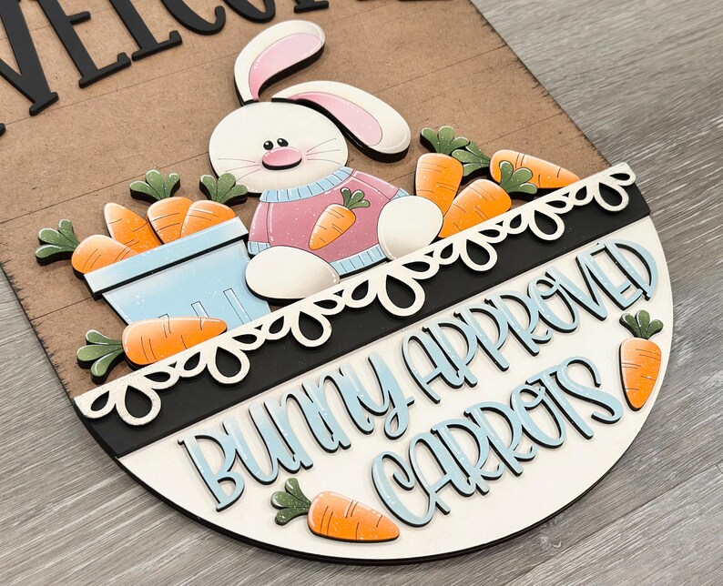 Easter Bunny Carrots Holiday Door Sign Interchangeable File, SVG Bunny ...