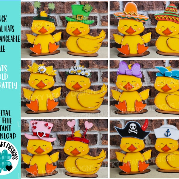 Duck Animal Hats Interchangeable MINI File SVG, Seasonal Leaning sign, Holiday, Pet, Farm Tiered Tray Glowforge, LuckyHeartDesignsCo