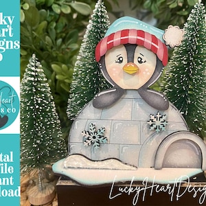 Penguin Igloo Winter Standing File SVG, Glowforge, Santa, Christmas, Tiered Tray, LuckyHeartDesignsCo