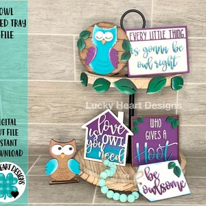Owl Tiered Tray File SVG, Glowforge, Tier tray decor, LuckyHeartDesignsCo
