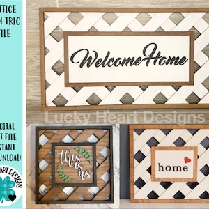 Lattice Sign Trio File SVG, Glowforge Picture Frame