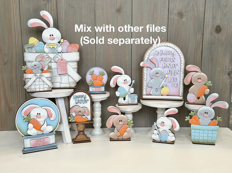 Floppy Easter Bunny Standing File SVG, Glowforge, Tiered Tray, Egg ...