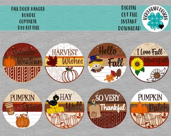 Fall Door Hanger Bundle Complete DIY KIT File SVG, Glowforge Sign, LuckyHeartDesignsCo
