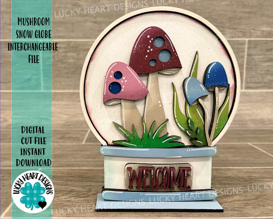 Mushroom Snow Globe Interchangeable File SVG, Gnome, Fairy