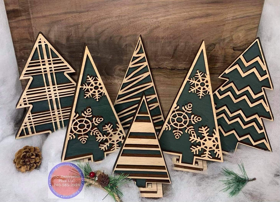 Decorative Christmas trees with stand file SVG | Etsy Decorative Christmas trees with stand file SVG | Etsy