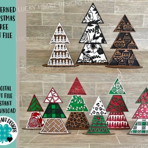 Patterned Christmas Tree Set File SVG, Glowforge, LuckyHeartDesignsCo