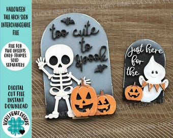 ハロウィーンの背の高いアーチサインの交換可能なファイル SVG、TINY、挿入のみ ゴースト、スケルトン、Glowforge、ホリデー、ティアードトレイ LuckyHeartDesignsCo
