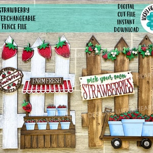 Strawberry Interchangeable Fence File SVG, Fruit Summer Glowforge, LuckyHeartDesignsCo
