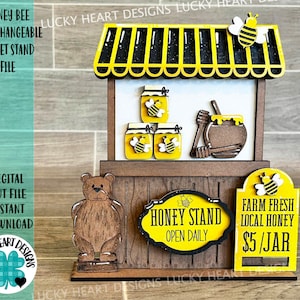 Honey Bee Interchangeable Market Stand File SVG, Glowforge Summer, LuckyHeartDesignsCo