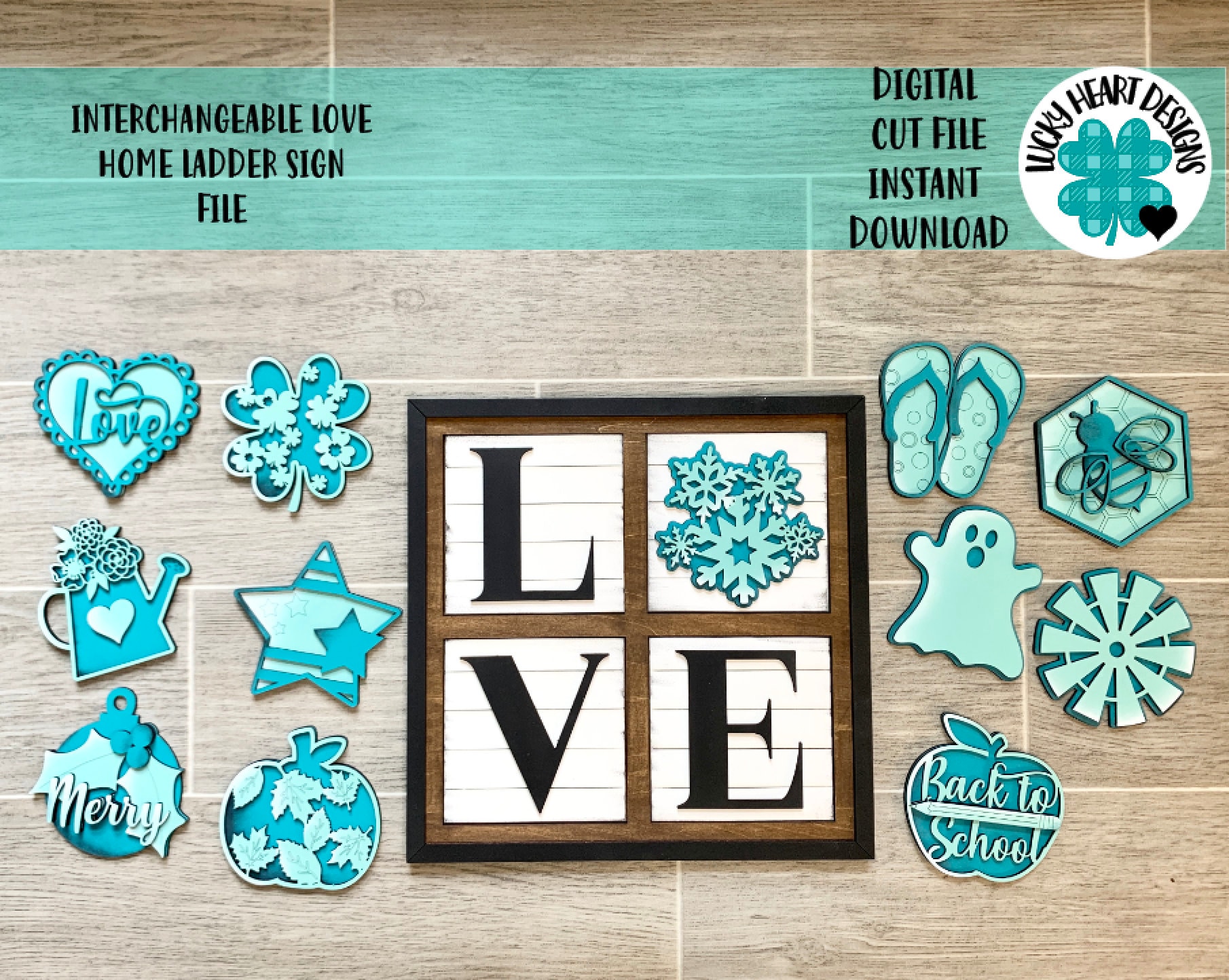 Interchangeable Square Home Love Sign File SVG