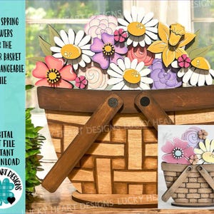 Madeliefje lentebloemen voor de bloemenmand verwisselbaar bestand SVG, KLEIN, bloemen, gelaagde lade, Glowforge, LuckyHeartDesignsCo