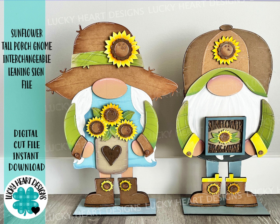 Sunflower Tall Porch Interchangeable Leaning Sign Gnome File SVG ...