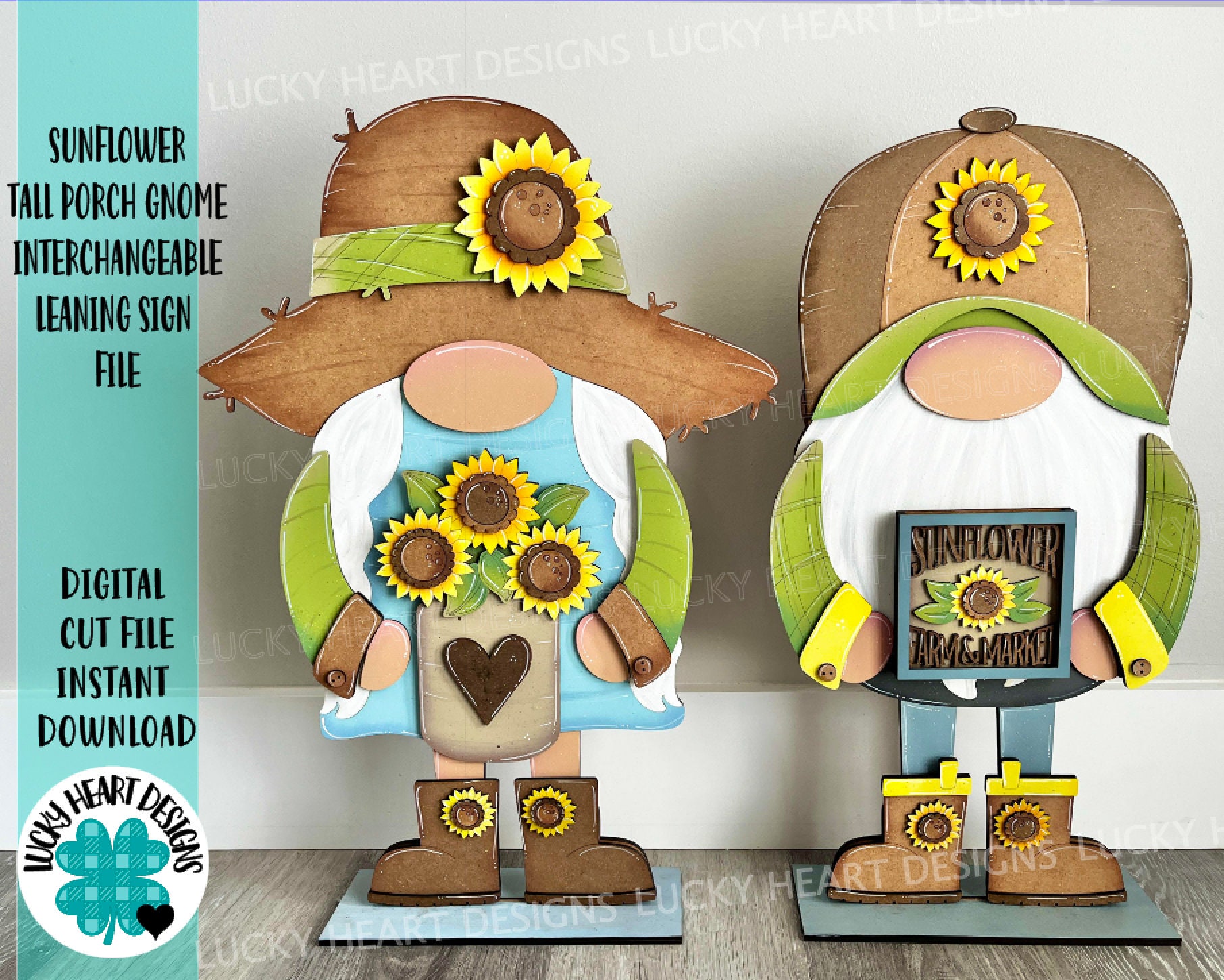 Sunflower Tall Porch Interchangeable Leaning Sign Gnome File SVG ...