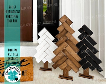 Pallet Herringbone Christmas Tree File SVG, Farmhouse Glowforge, LuckyHeartDesignsCo
