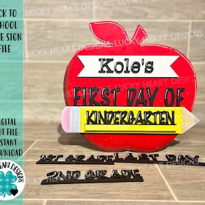 Back to School Apple Sign File, First Day of School, Glowforge, LuckyHeartDesignsCo