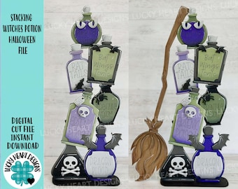 Stacking Witches Potions Halloween File SVG, Tier Tray, Trick or Treat,  Glowforge Laser, LuckyHeartDesignsCo