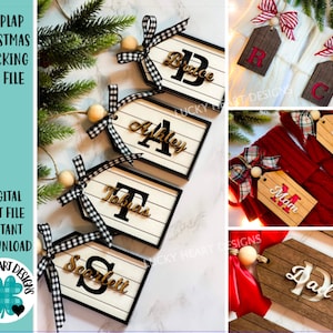 Shiplap Christmas Stocking Tag File SVG, Holiday Glowforge, LuckyHeartDesignsCo