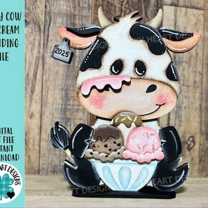 Arquivo SVG para Sorvete de Vaca Leiteira, Glowforge, Verão, Fazenda, Praia, Bandeja em Camadas LuckyHeartDesignsCo