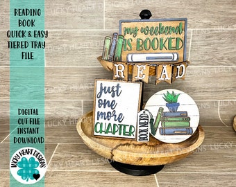 Reading Book Quick and Easy Tiered Tray File SVG, Glowforge Tier Tray, LuckyHeartDesignsCo