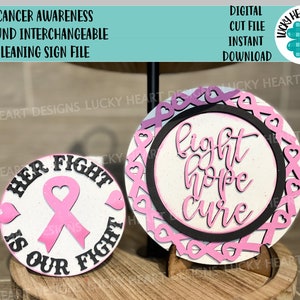 Cancer Awareness Interchangeable Leaning Sign File SVG, Tiered Tray Glowforge, LuckyHeartDesignsCo Base