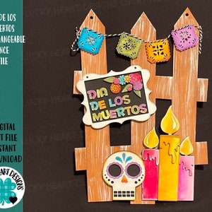 Dia De Los Muertos Austauschbare Zaundatei SVG, Glowforge Halloween, LuckyHeartDesignsCo