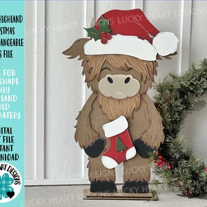 ポーチ ハイランド クリスマス 交換可能な帽子 ファイル SVG、(帽子のみ) 季節、牛、休日、農場、秋、Glowforge、LuckyHeartDesignsCo