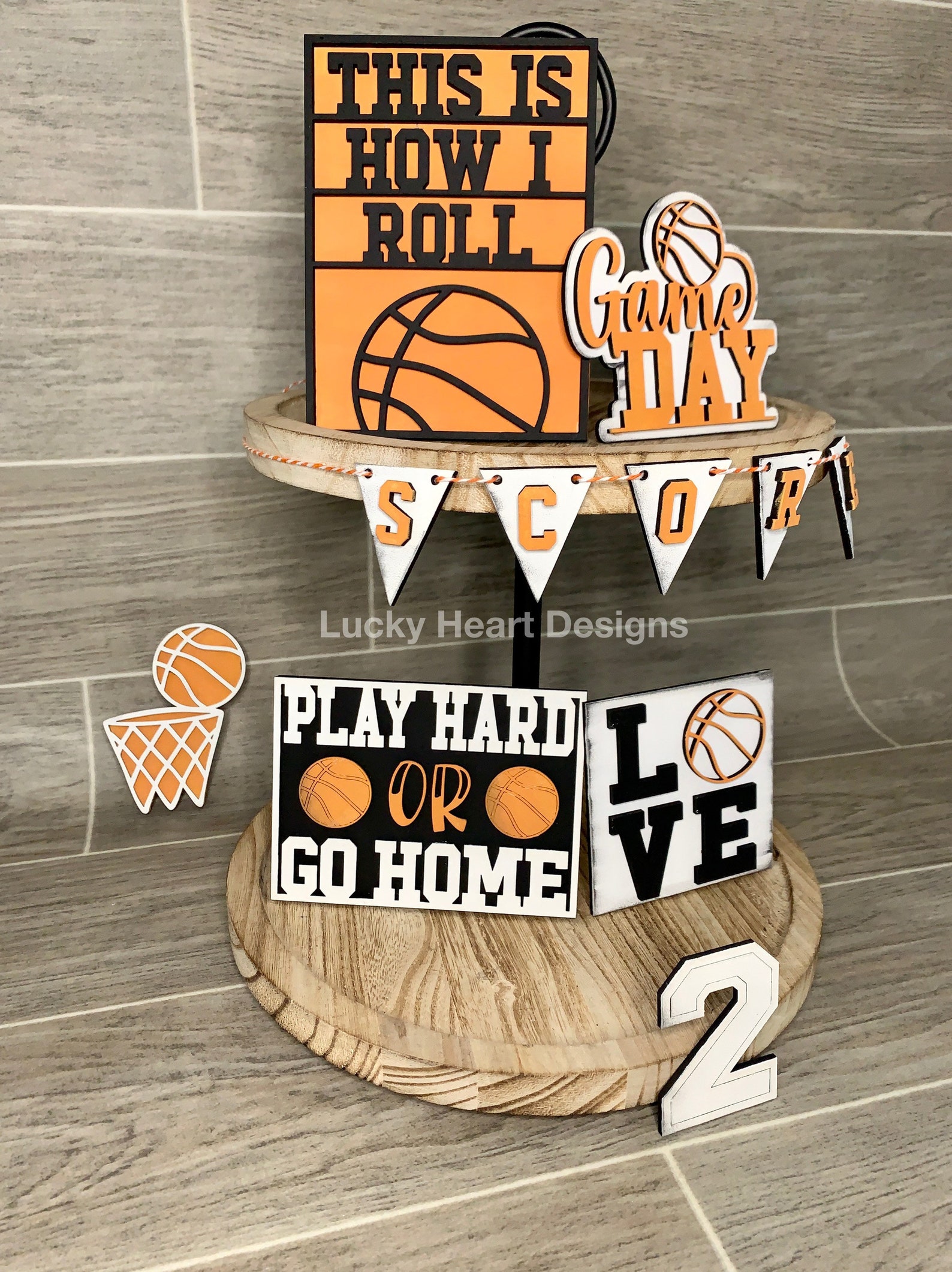 Basketball Tiered Tray File SVG Sports Tier Tray Etsy