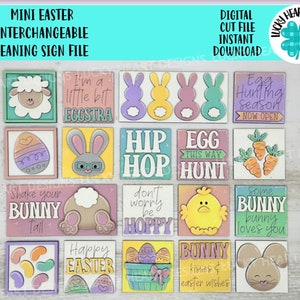 MINI Easter Interchangeable Leaning Sign File SVG, Bunny, Easter Egg, Lamb, Tiered Tray Glowforge, LuckyHeartDesignsCo