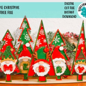 Gnome Christmas Tree File SVG, Glowforge, LuckyHaertDesignsCo