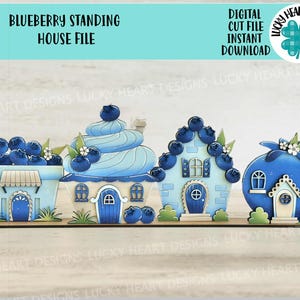 Fichier de maisons debout myrtille SVG, Glowforge, été, printemps, fruits, cupcake, LuckyHeartDesignsCo