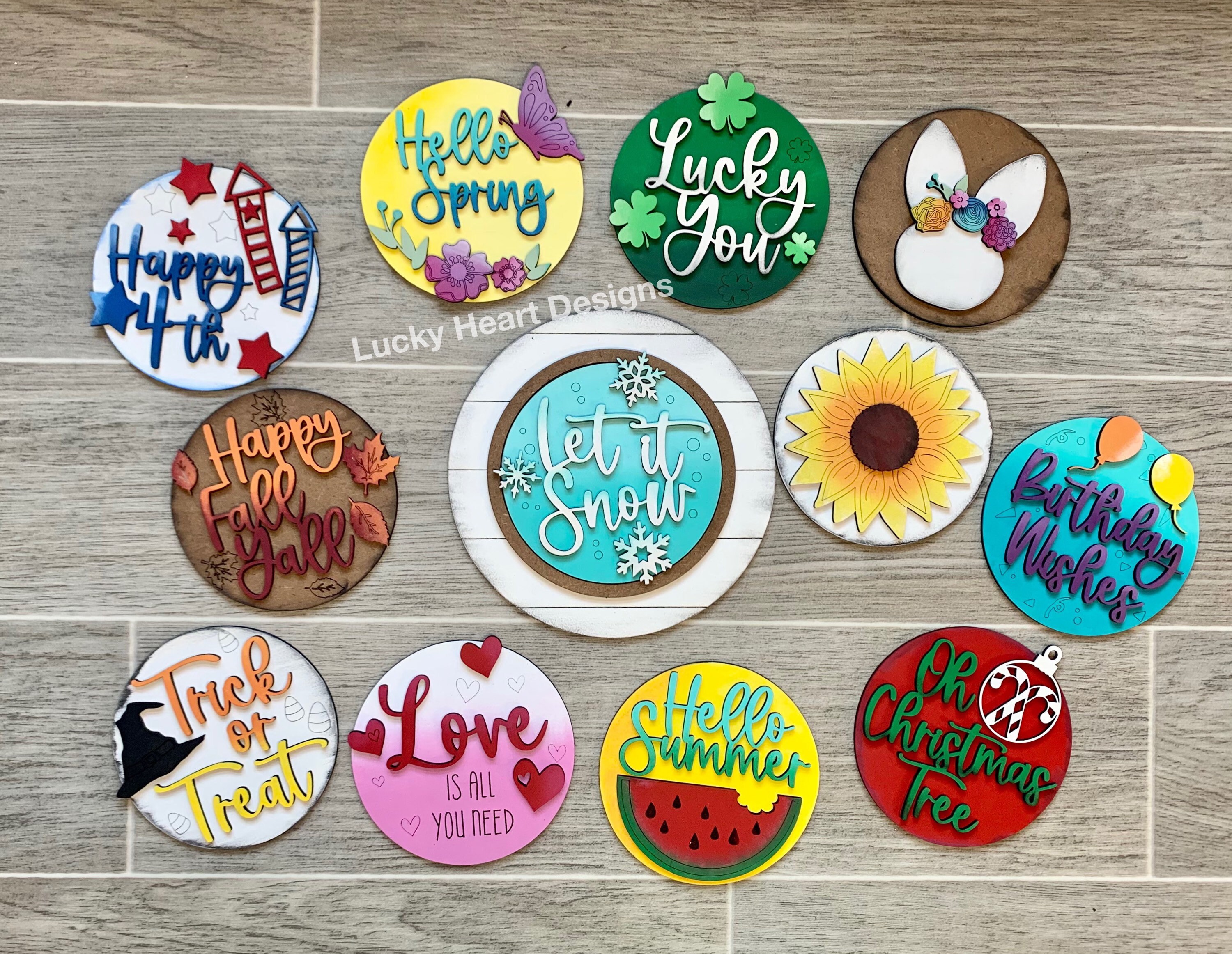 Mini Interchangeable Seasonal Shiplap Round for Tiered Trays File SVG…