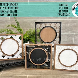 Patterned Backer Boards for Interchangeable Shiplap Inserts File SVG, round leaning ladder. Glowforge Laser, LuckyHeartDesignsCo Base