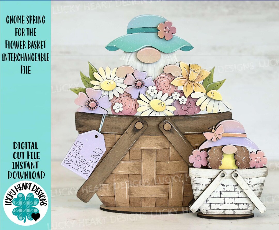 Gnome Spring for the Flower Basket Interchangeable File SVG, Dasiy ...