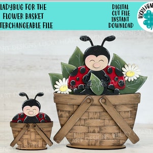 Coccinella per il cesto di fiori File intercambiabile SVG, TINY, Margherita, Floreale, Fiori, Vassoio a livelli primaverile, Glowforge, LuckyHeartDesignsCo