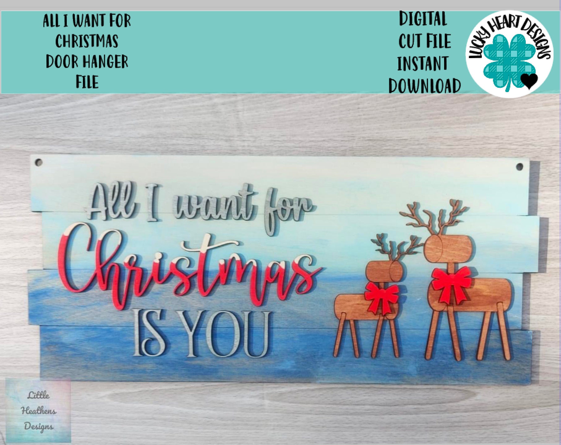 All I Want for Christmas is You Door Hanger File SVG, Holiday Glowfor…