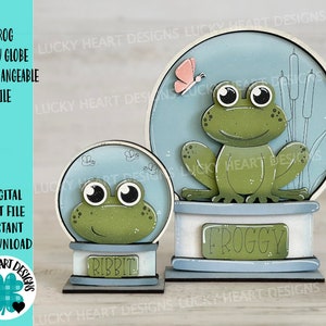 Grenouille boule à neige fichier interchangeable SVG, minuscule été, papillon, printemps, Glowforge, plateau à plusieurs niveaux LuckyHeartDesignsCo