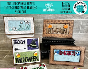 MINI Rechteck Rahmen austauschbare lehnende Zeichendatei SVG, abgestufte Tablett Glowforge, LuckyHeartDesignsCo Base