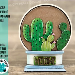 Cactus Snow Globe File intercambiabile SVG, Glowforge, Desert Tiered Tray LuckyHeartDesignsCo